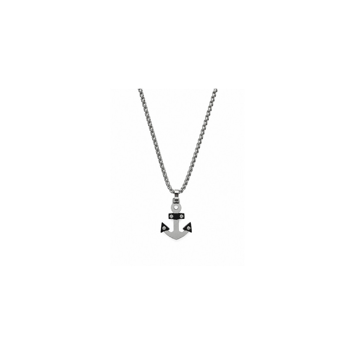 MEN'S TWO-TONE STEEL ANCHOR NECKLACE