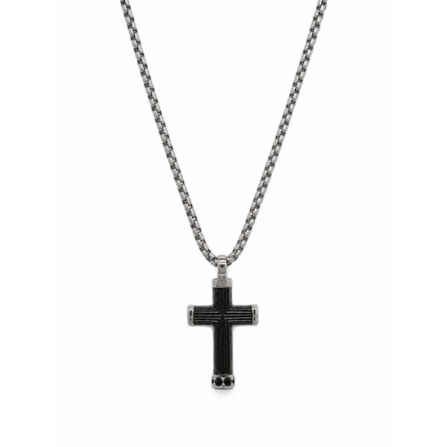 MEN'S TWO-TONE STEEL CROSS NECKLACE