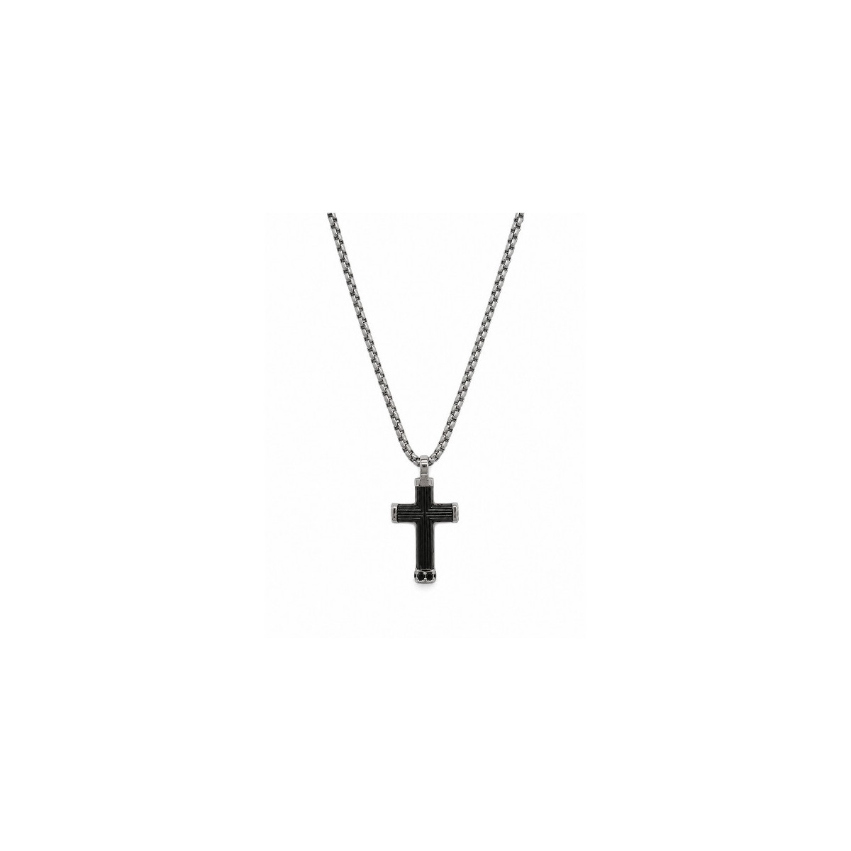 MEN'S TWO-TONE STEEL CROSS NECKLACE