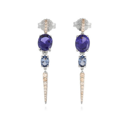 PENDIENTES MONACO AZUL EN PLATA