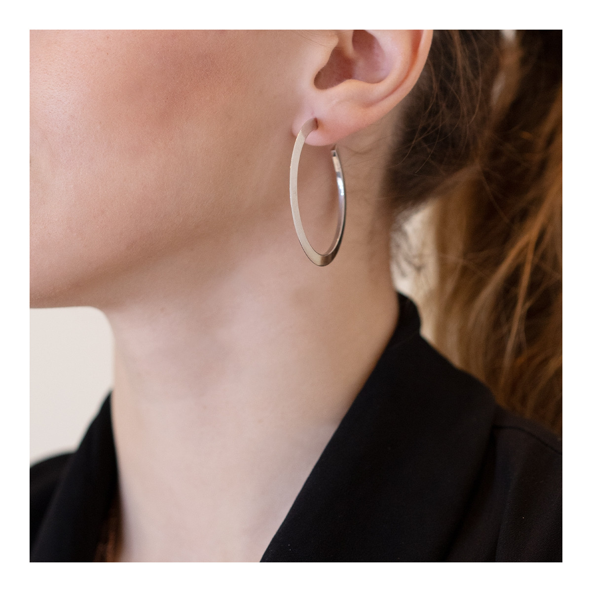 FLAT HOOP SILVER EARRINGS