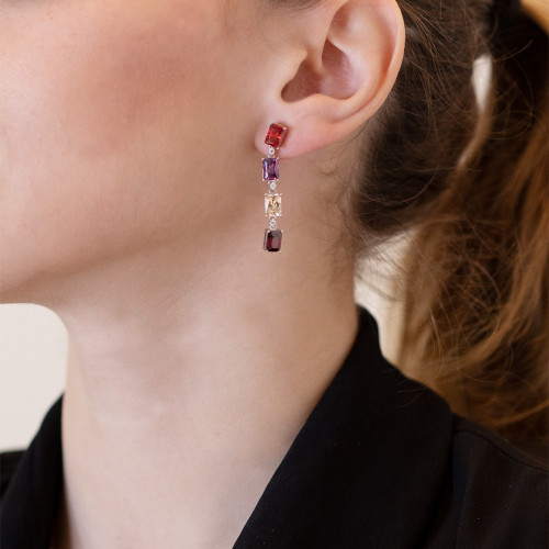 SILVER EARRINGS WITH COLOURED STONES