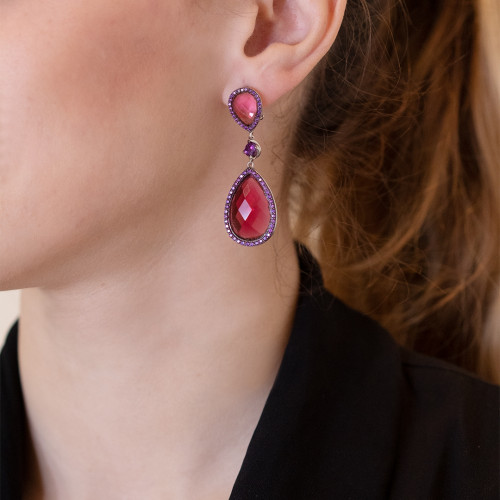 TRANSPARENT RED STONE EARRINGS