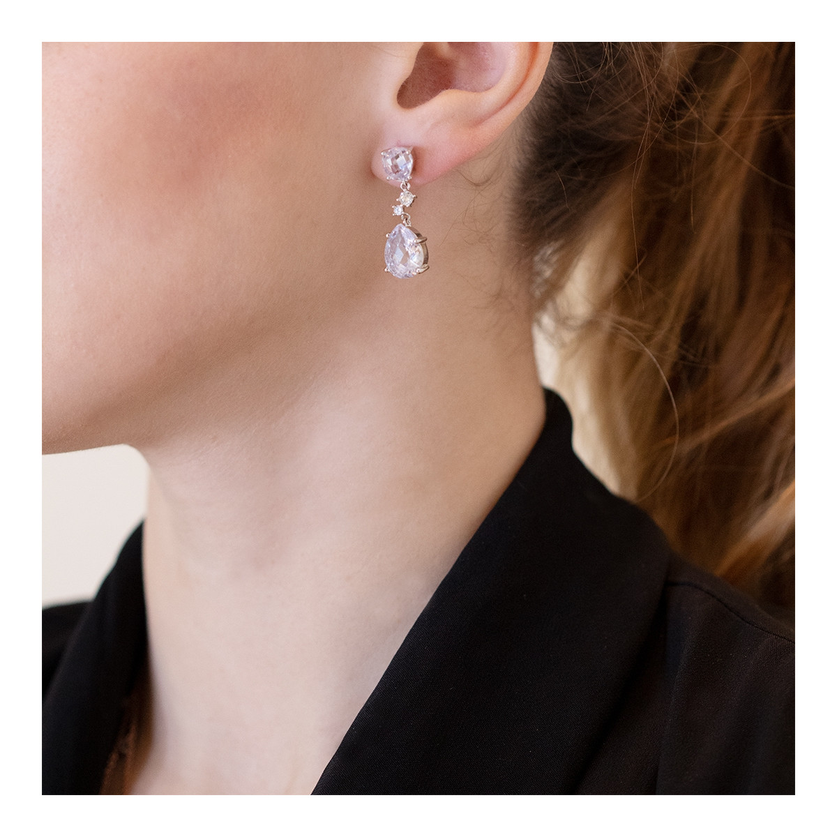 SILVER AND ZIRCONIA EARRINGS