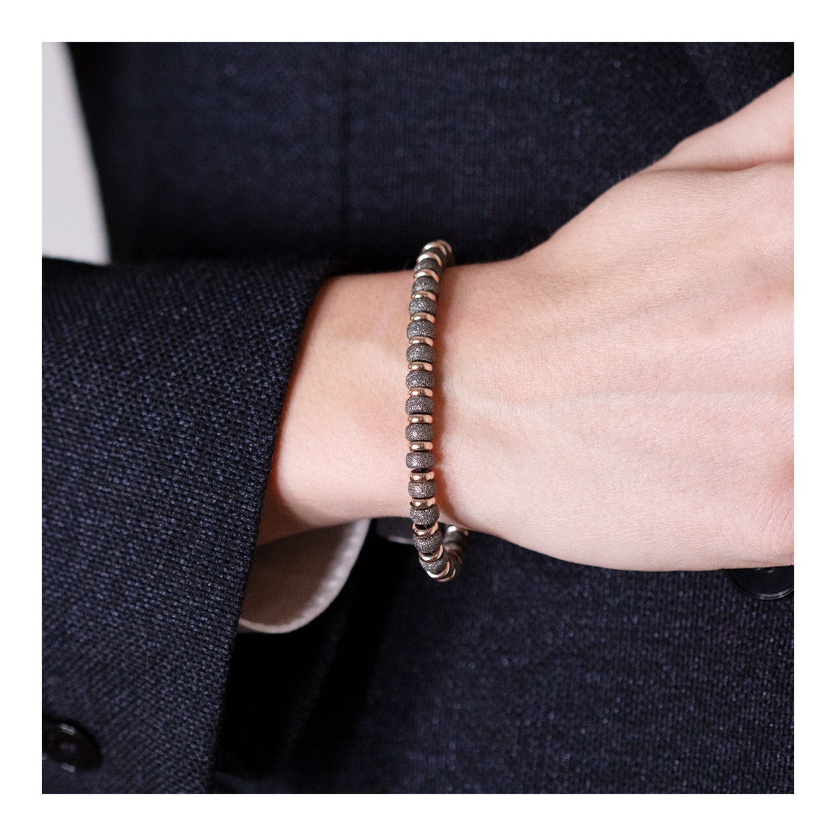 PULSERA DE PLATA ROSÉ Y POLVO DE DIAMANTE