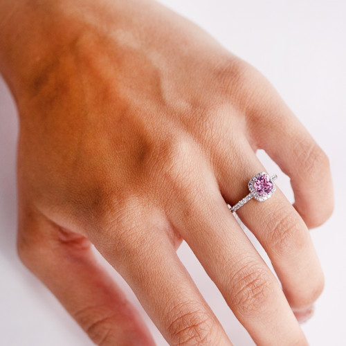 SILVER RING WITH PINK ZIRCONIA