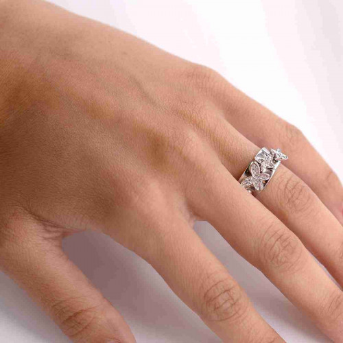 ANILLO MARIPOSAS DE PLATA RODIADA CON CIRCONITAS