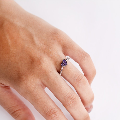 PURPLE HEART SILVER RING