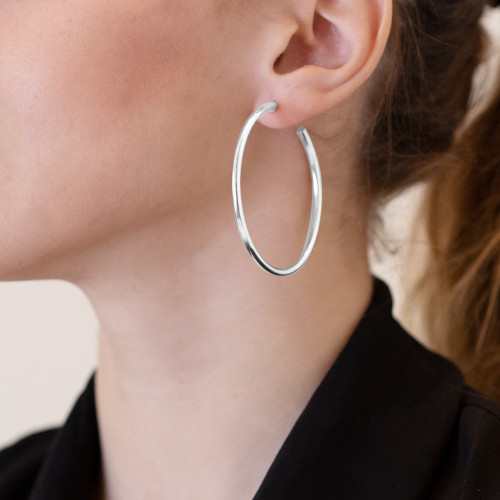 RUTHENIUM SILVER HOOP EARRINGS