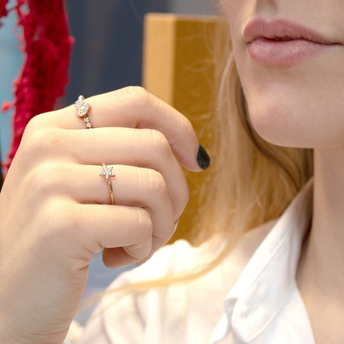 HEART RING WITH PURPLE ZIRCONS