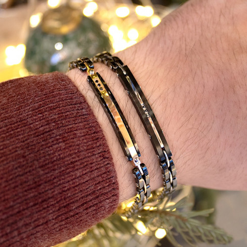 PINK AND BLACK BRACELET WITH ZIRCONS